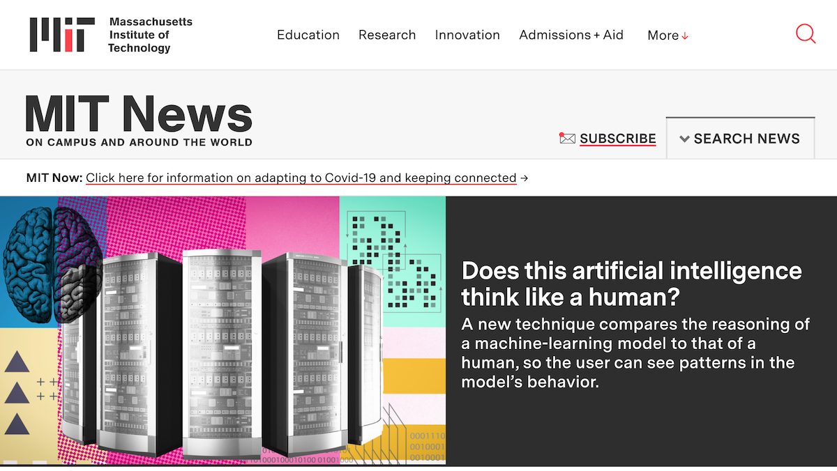 MIT News article front page.